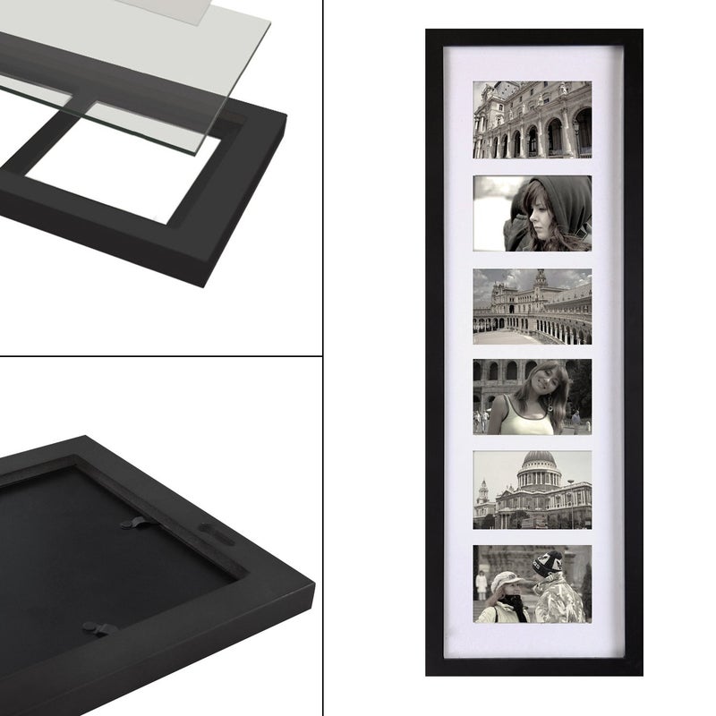 Asense 3X4.5 6 Opening Decorative Wall Hanging Collage Picture Photo Frame, Black Color, Made To Display 3X4.5 Inches Photos - Image 5